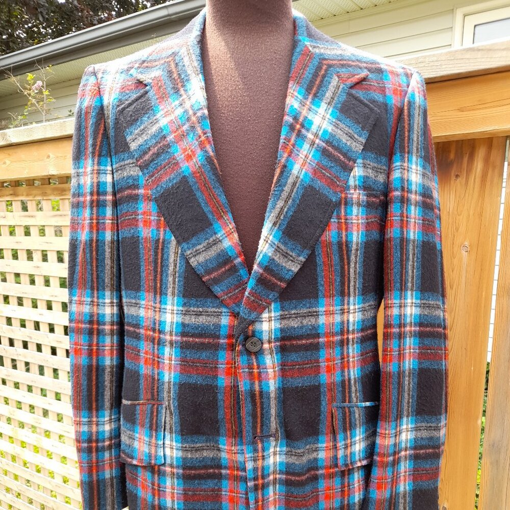 Vintage Plaid Sport Coat Jacket #2 Mid Century Rockabilly Choir 60s UNION LABEL